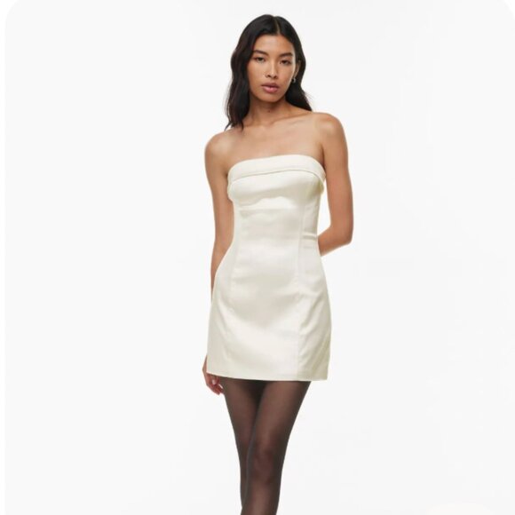 aritzia ten Shimmer Satin Tube Dress - white - 6 - Picture 1 of 1